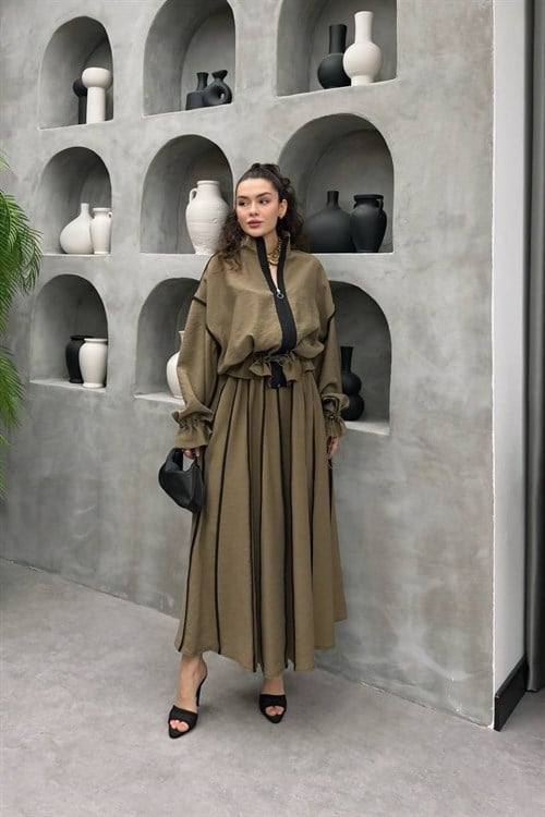 Wholesale Womens Khaki Two-Piece Hijab Set