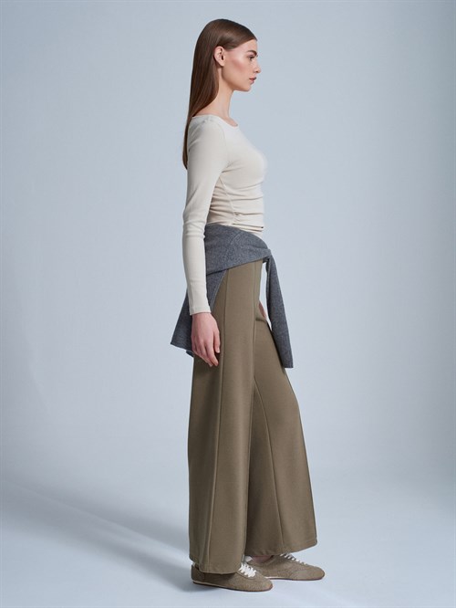 Wholesale Womens Khaki Wide Leg Trousers