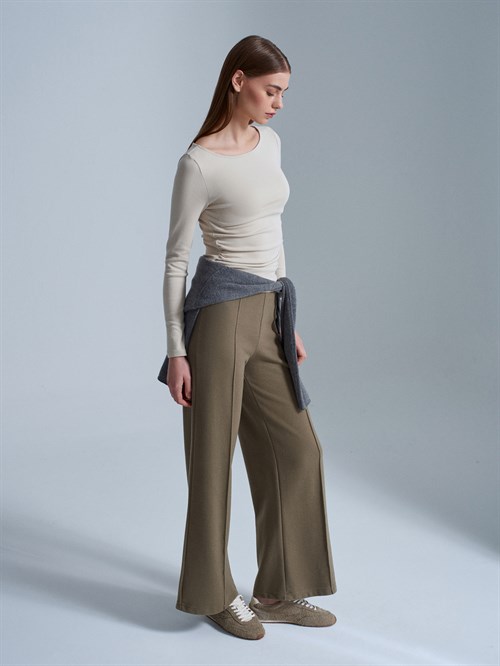 Wholesale Womens Khaki Wide Leg Trousers