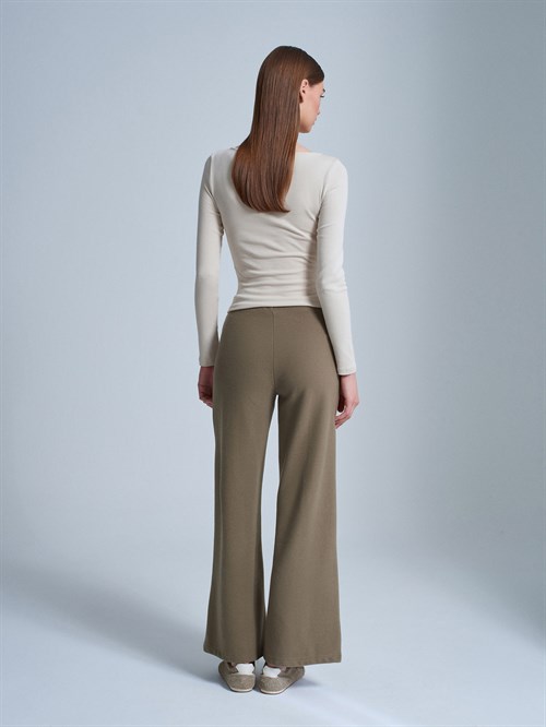 Wholesale Womens Khaki Wide Leg Trousers