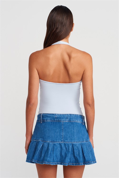 Wholesale Womens Light Blue Cotton Halter Top