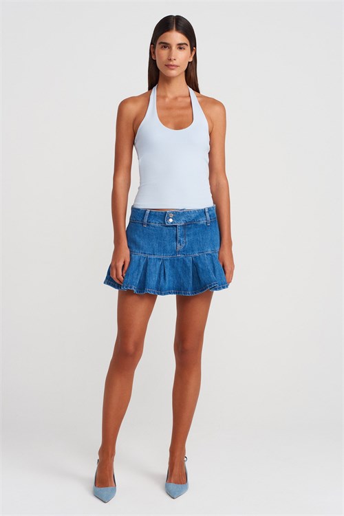 Wholesale Womens Light Blue Cotton Halter Top