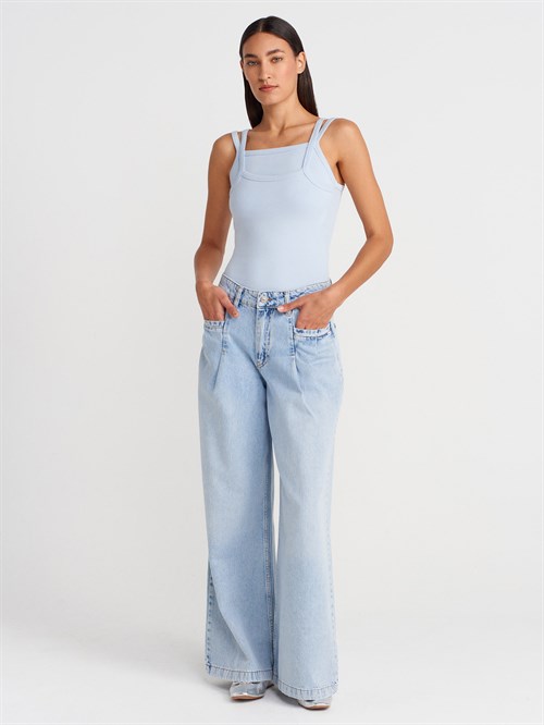 Wholesale Womens Light Blue Double Straps Tank Top