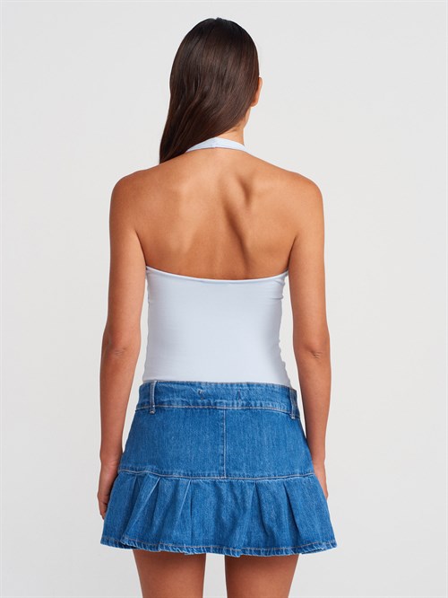 Wholesale Womens Light Blue Halter Neck Top