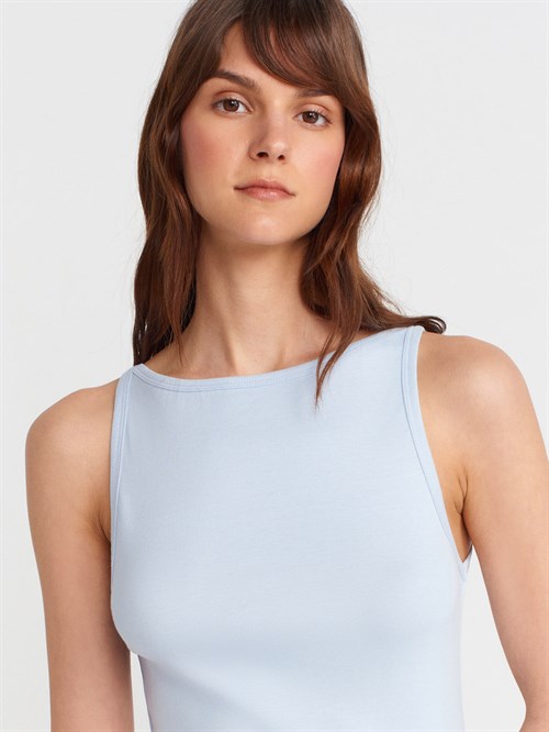 Wholesale Womens Light Blue Modal Cotton Sleeveless Top