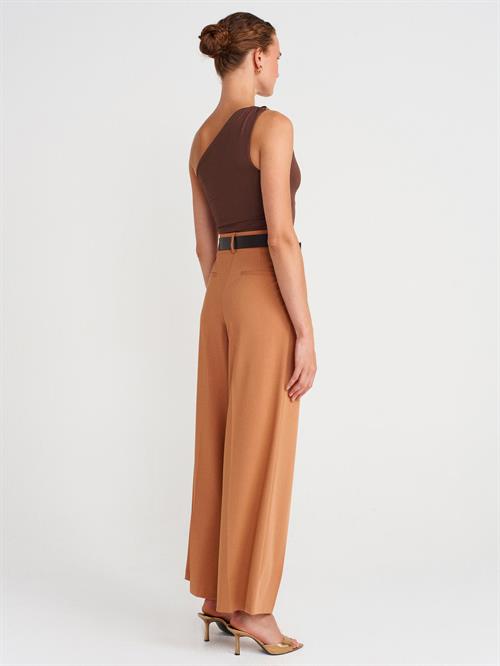 Wholesale Womens Light Brick Double Pleated Trousers with Belt