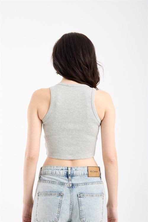 Wholesale Womens Light Gray Ribbed Crop Top