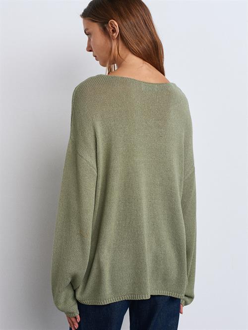 Wholesale Womens Light Khaki Scoop-Neck Flowy Sweater