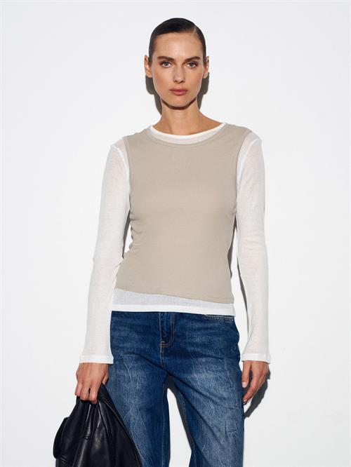 Wholesale Womens Light Sage Double Layer Cotton Blouse