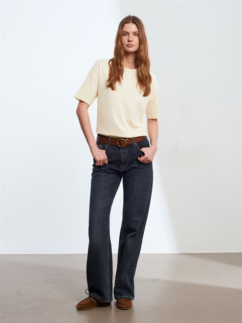 Wholesale Womens Light Yellow Basic T-Shirt