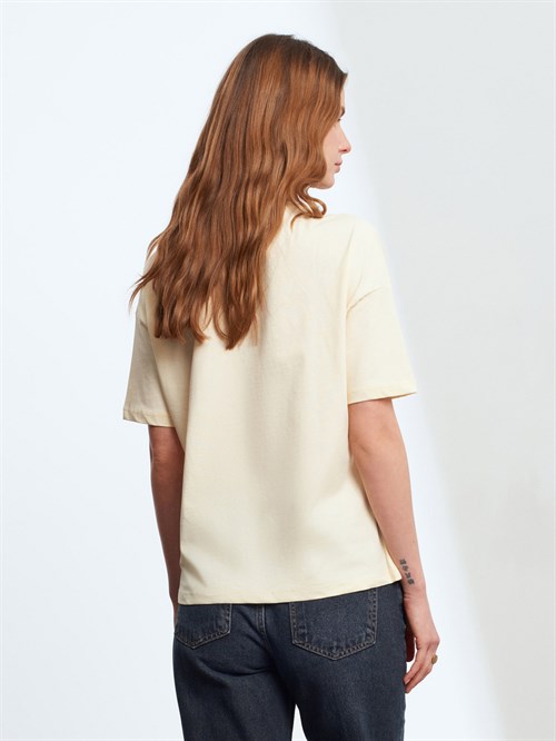 Wholesale Womens Light Yellow Basic T-Shirt