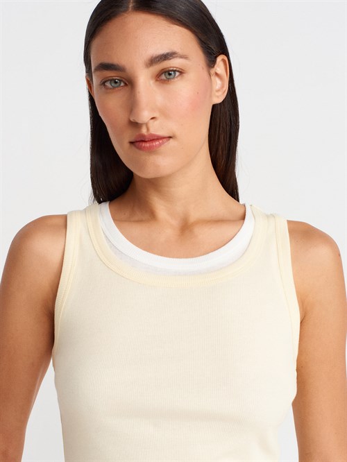 Wholesale Womens Light Yellow Double Layer Cotton Top