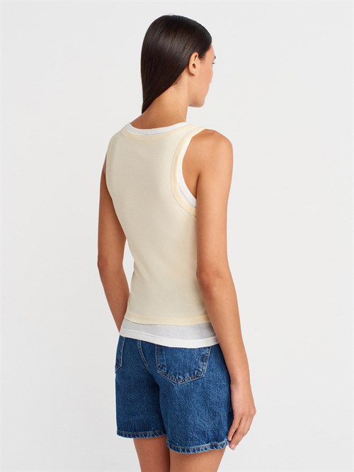 Wholesale Womens Light Yellow Double Layer Cotton Top