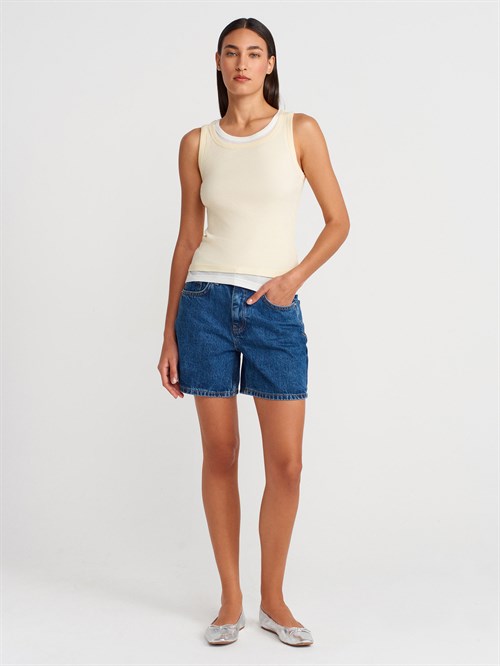 Wholesale Womens Light Yellow Double Layer Cotton Top