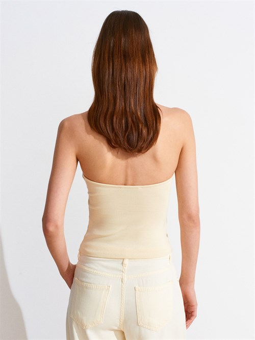 Wholesale Womens Light Yellow Halter Neck Top