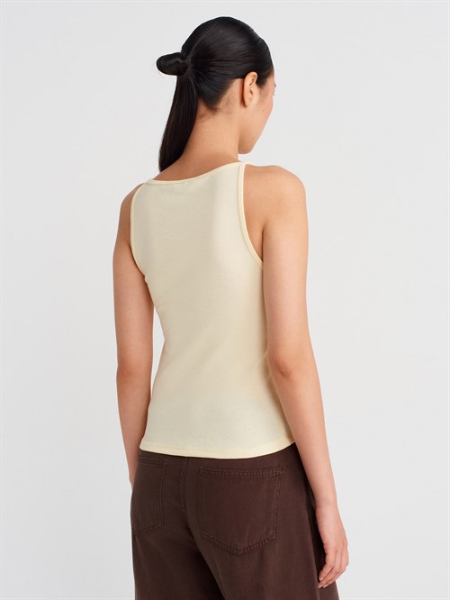 Wholesale Womens Light Yellow Modal Cotton Sleeveless Top