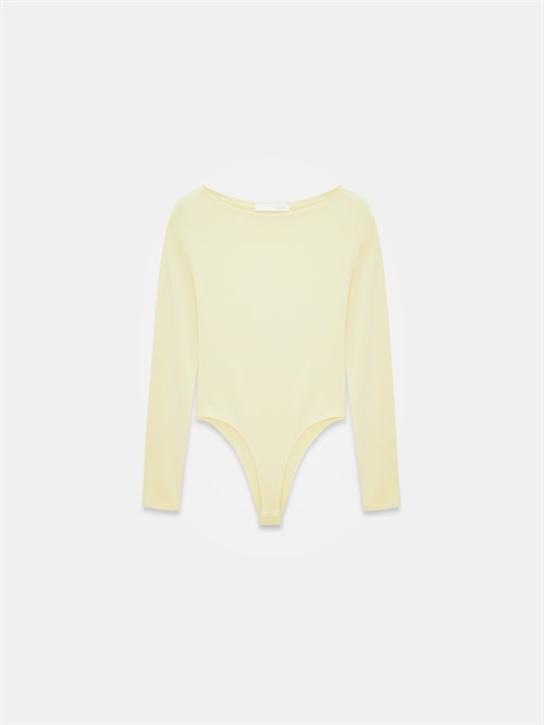 Wholesale Womens Light Yellow Scoop-Neck Bodysuit