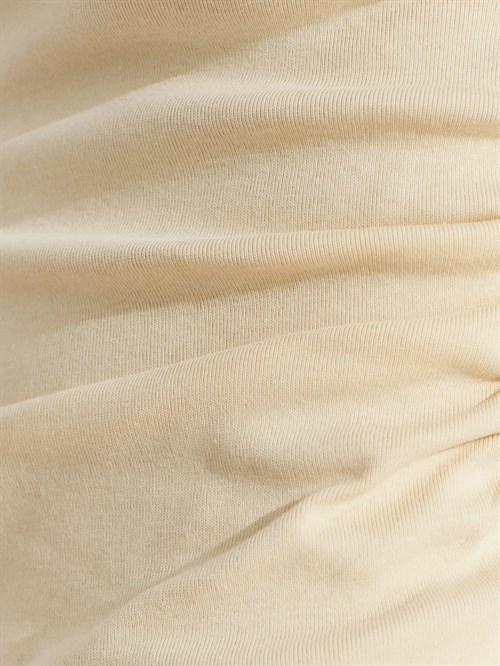 Wholesale Womens Light Yellow Side Gathered Boat-Neck Top