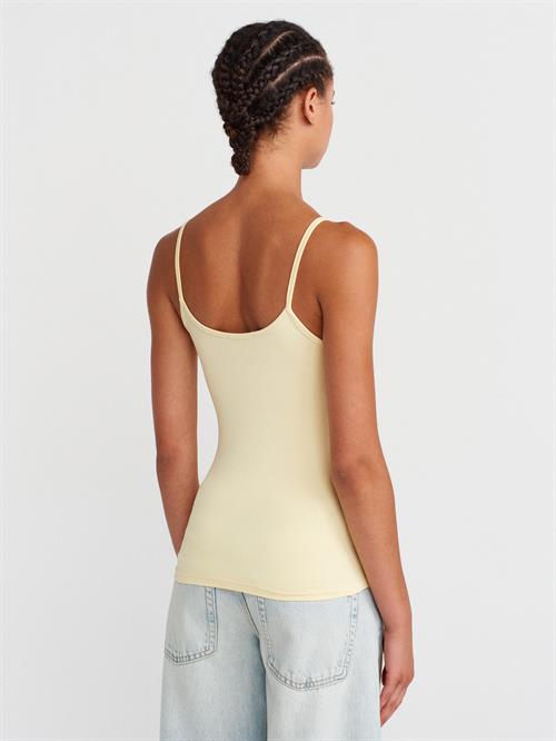 Wholesale Womens Light Yellow Thin Strap Polyamide Top