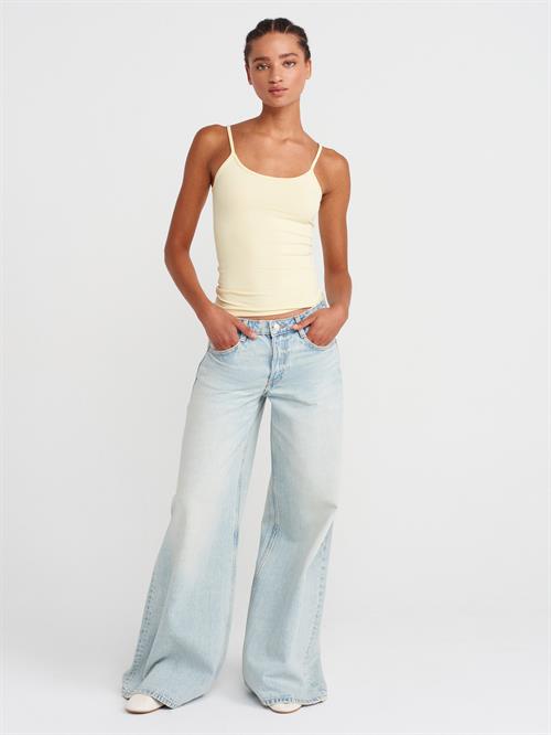 Wholesale Womens Light Yellow Thin Strap Polyamide Top