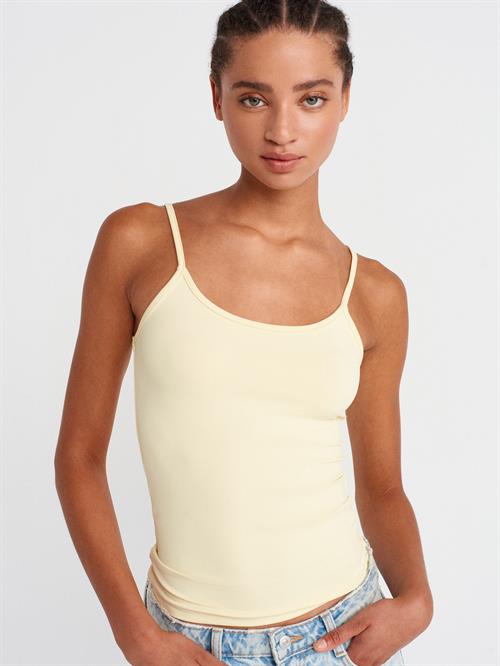 Wholesale Womens Light Yellow Thin Strap Polyamide Top