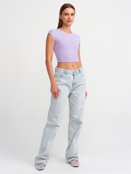 Wholesale Womens Lilac Modal Cotton Crop T-Shirt