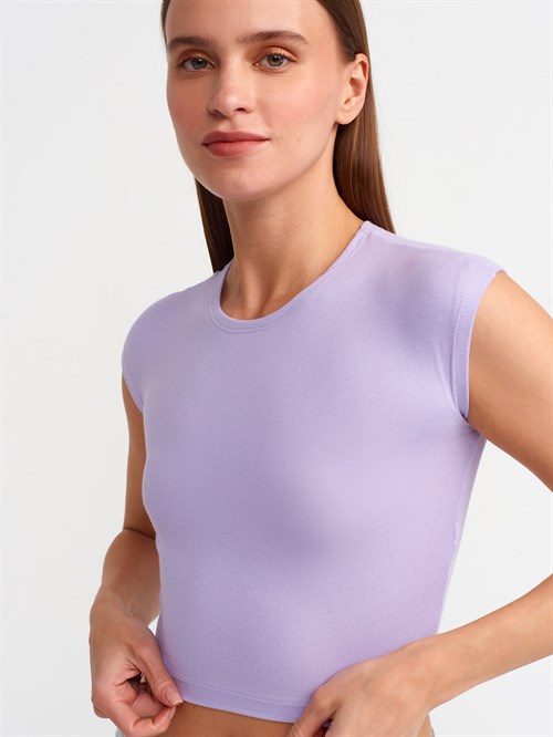 Wholesale Womens Lilac Modal Cotton Crop T-Shirt