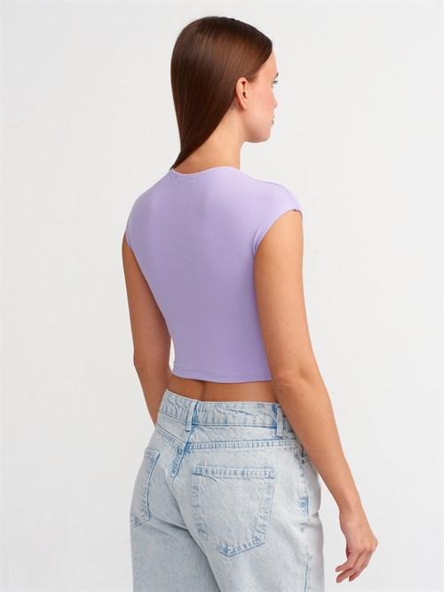 Wholesale Womens Lilac Modal Cotton Crop T-Shirt