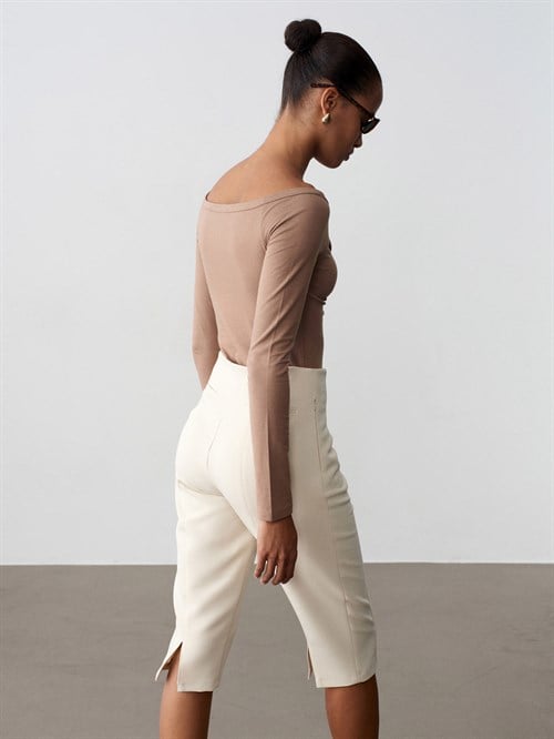 Wholesale Womens Mink Bodysuit with Button-Up Half Placket