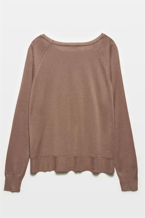 Wholesale Womens Mink Fine Knit Blouse with Raglan Sleeves and Side Slits