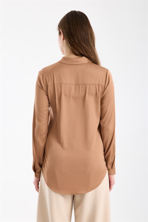 Wholesale Womens Mink Satin Long-Sleeve Shirt