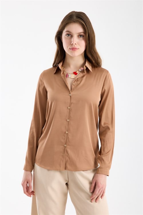 Wholesale Womens Mink Satin Long-Sleeve Shirt