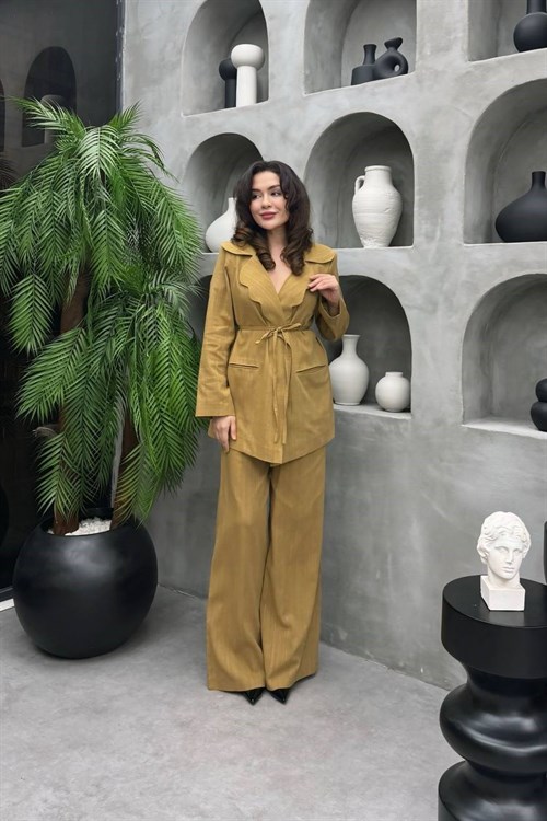 Wholesale Womens Mustard Two-Piece Hijab Set