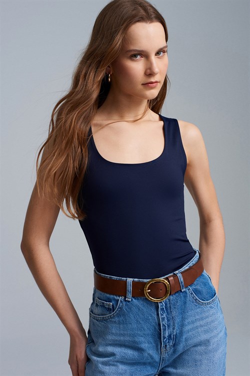 Wholesale Womens Navy Basic Tank Top with Thick Straps