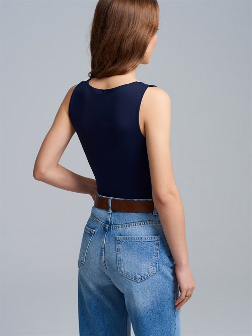 Wholesale Womens Navy Basic Tank Top with Thick Straps