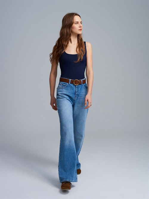 Wholesale Womens Navy Basic Tank Top with Thick Straps