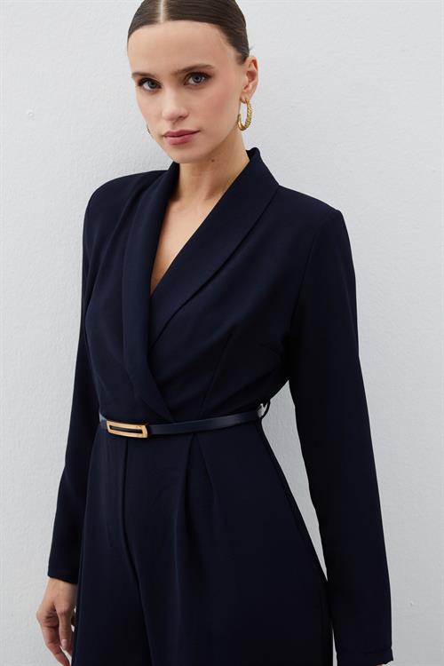 Wholesale Womens Navy Crepe Jumpsuit with Belt
