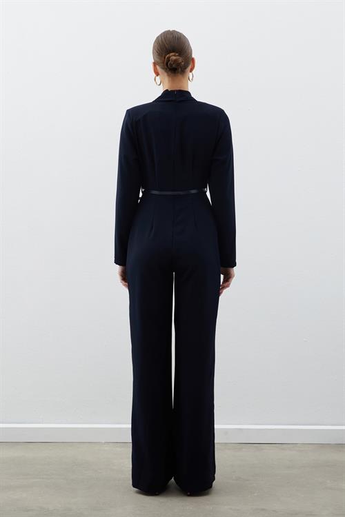 Wholesale Womens Navy Crepe Jumpsuit with Belt