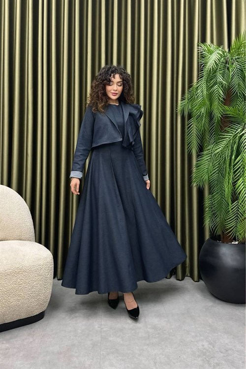 Wholesale Womens Navy Denim Two-Piece Hijab Set