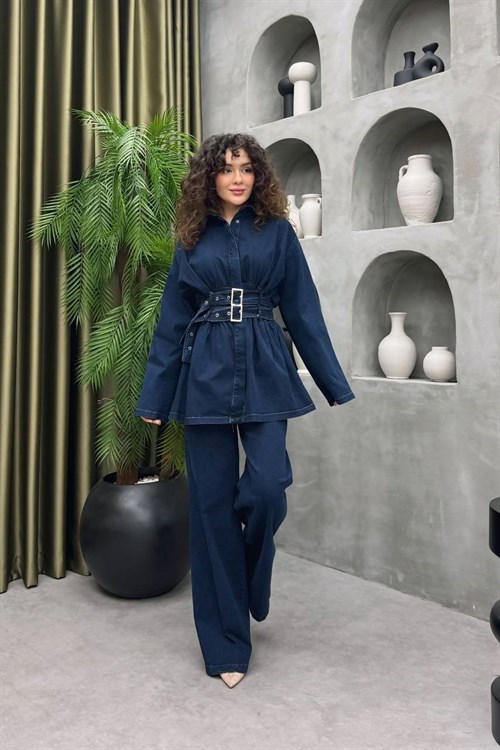 Wholesale Womens Navy Denim Two-Piece Hijab Set