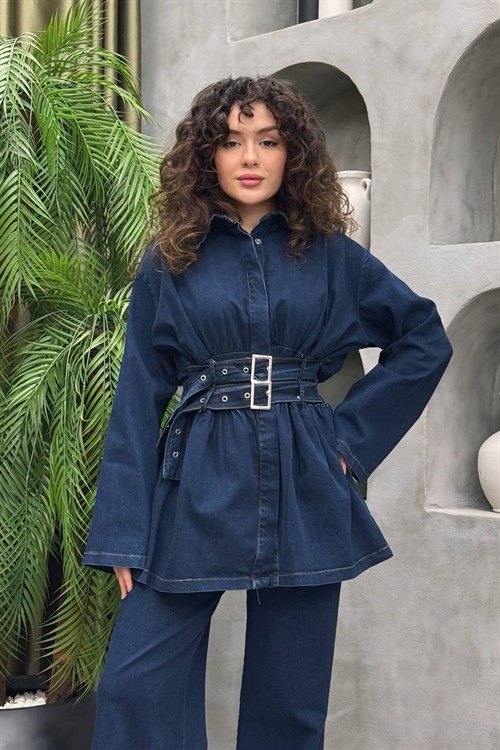 Wholesale Womens Navy Denim Two-Piece Hijab Set