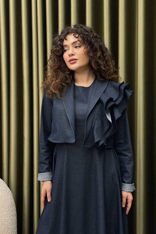 Wholesale Womens Navy Denim Two-Piece Hijab Set