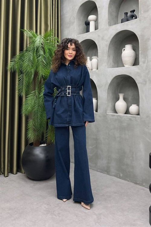 Wholesale Womens Navy Denim Two-Piece Hijab Set