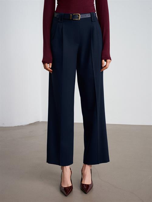 Wholesale Womens Navy Double Pleated Trousers