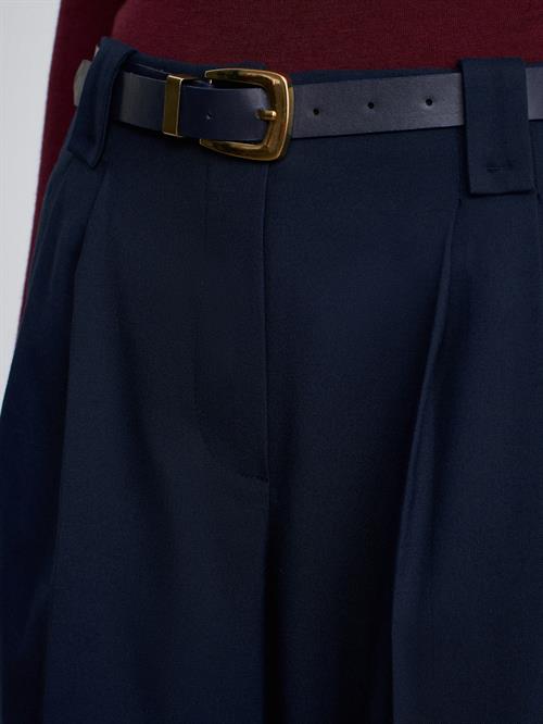 Wholesale Womens Navy Double Pleated Trousers