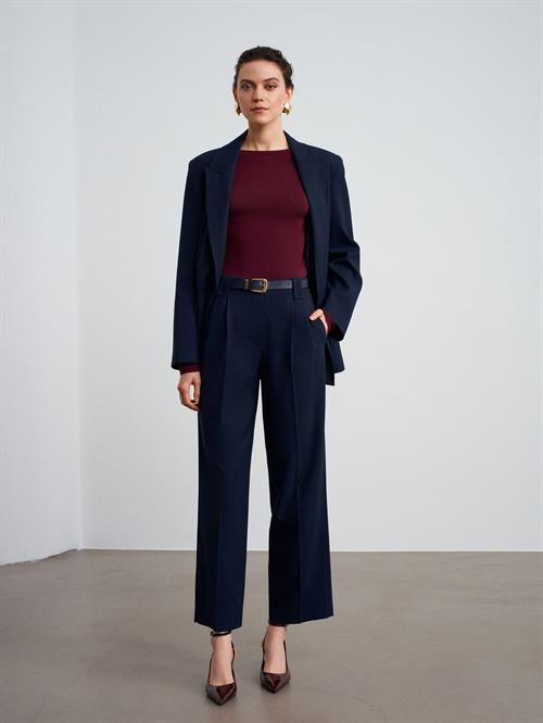 Wholesale Womens Navy Double Pleated Trousers