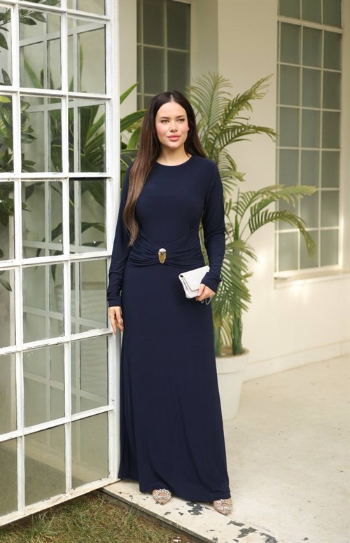 Wholesale Womens Navy Maxi Hijab Dress