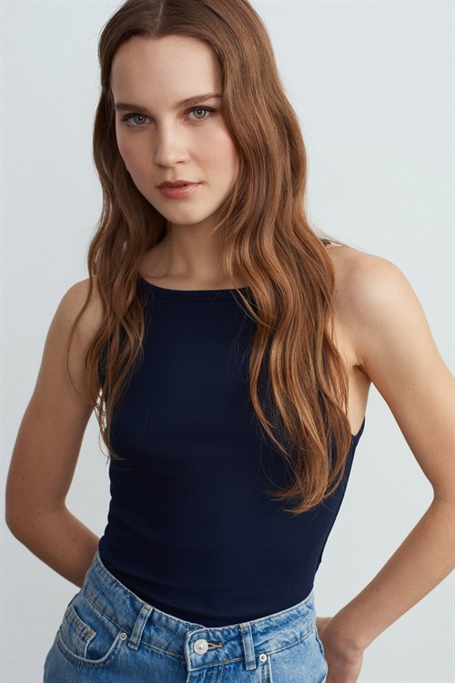 Wholesale Womens Navy Modal Cotton Sleeveless Top