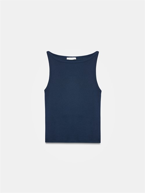 Wholesale Womens Navy Modal Cotton Sleeveless Top
