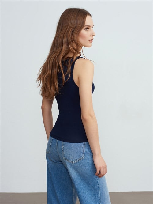 Wholesale Womens Navy Modal Cotton Sleeveless Top